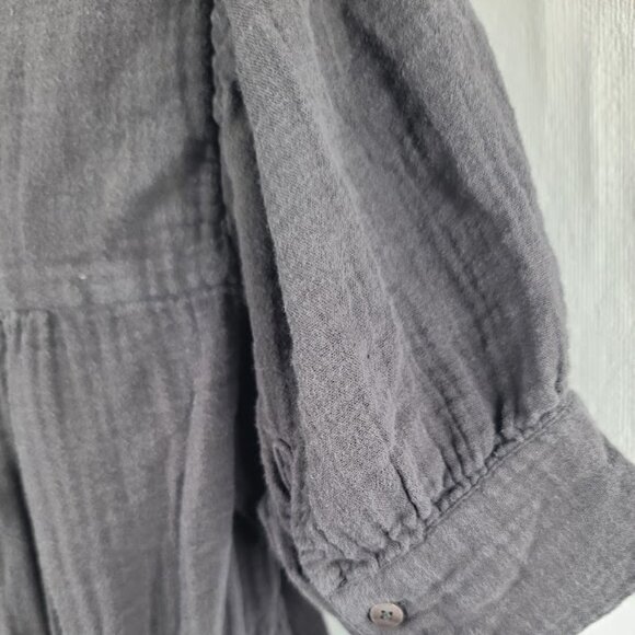 Madewell Women's Gray V-Neck Short Sleeve Pleats Button-Front Midi Dress Size 8 - Picture 10 of 14